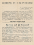 712895 Voorzijde van een aanbevelingsbrief van de Vrijheidsbond, afdeling Utrecht, gericht aan de 'KIEZERS EN ...